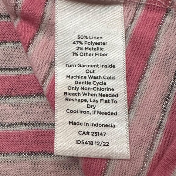 Talbots Shirt Women S Petite Pink Linen Blend Short Sleeve Cinched Shoulder - Picture 6 of 12